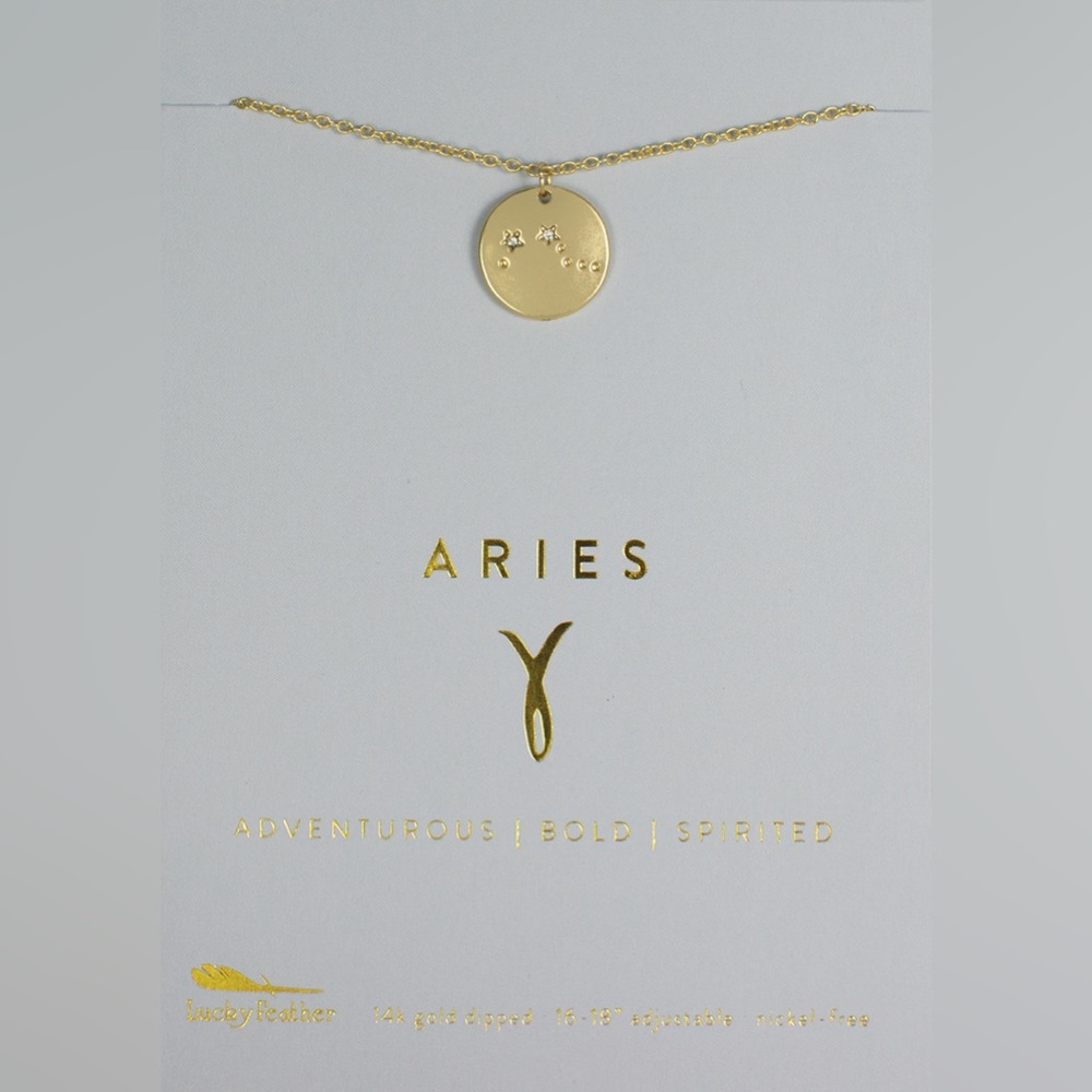 Lucky Feather Aries Zodiac necklace
